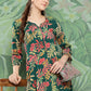 InWeave Women's Green Tropical Print Gota Long Dress - Swadesiicart