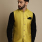 Even Apparels Men's Yellow Mandarin Collar Waistcoat | Swadesiicart