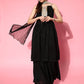 InWeave Women's Black Gota Insert Neckline Sharara Set - Swadesiicart