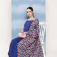 InWeave Women's Ink Blue Strappy Set With Navy Pink Lotus Cr Dupatta - Swadesiicart
