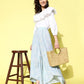 Ahalyaa Women Off White & Blue Floral Printed Flared Ethnic Palazzos | Swadesiicart