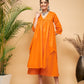 InWeave Women's Orange Flared Kurta Palazzo Set - Swadesiicart