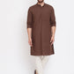 Even Apparels Brown Solid Kurta With Band Collar | Swadesiicart