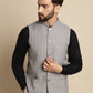 Even Apparels Men's Grey Mandarin Collar Waistcoat | Swadesiicart