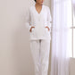 trueBrowns White Slub Texture Pant Suit Set | Swadesiicart