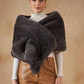 InWeave Slaty Grey Long Faux Fur Cape - Swadesiicart