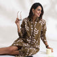 trueBrowns Olive Green Cotton Print Shirt Dress | Swadesiicart