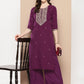 Ahalyaa Women Floral Yoke Design Regular Kurta with Palazzos | Swadesiicart