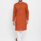 Even Apparels Rust Pure Cotton Kurta With Band Collar | Swadesiicart