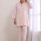 trueBrowns Pink Slub Relaxed Fit Co-Ord Set - Swadesiicart