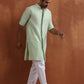 trueBrowns Men's Green Sequin Chanderi Kurta | Swadesiicart