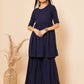 InWeave Women's Royal Blue Chikankari Kurta Set With Sharara - Swadesiicart