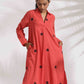trueBrowns Orange Cotton Embroidered Flared Dress | Swadesiicart