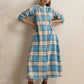 trueBrowns Beige Check Flared Winter Dress | Swadesiicart
