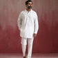 trueBrowns Men's White Cotton Shirt Collar Stylized Kurta Co-ord set - Swadesiicart
