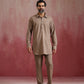 trueBrowns Men's Grey Cotton Shirt Collar Stylized Kurta Co-ord set - Swadesiicart