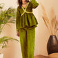 InWeave Women's Olive Mughal Shaan Style Velvet Short Kurta Set - Swadesiicart