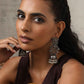 trueBrowns Silver Tone Floral Jhumka Earrings - Swadesiicart