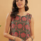 InWeave Green Red Mughal Kalamkari Top - Swadesiicart