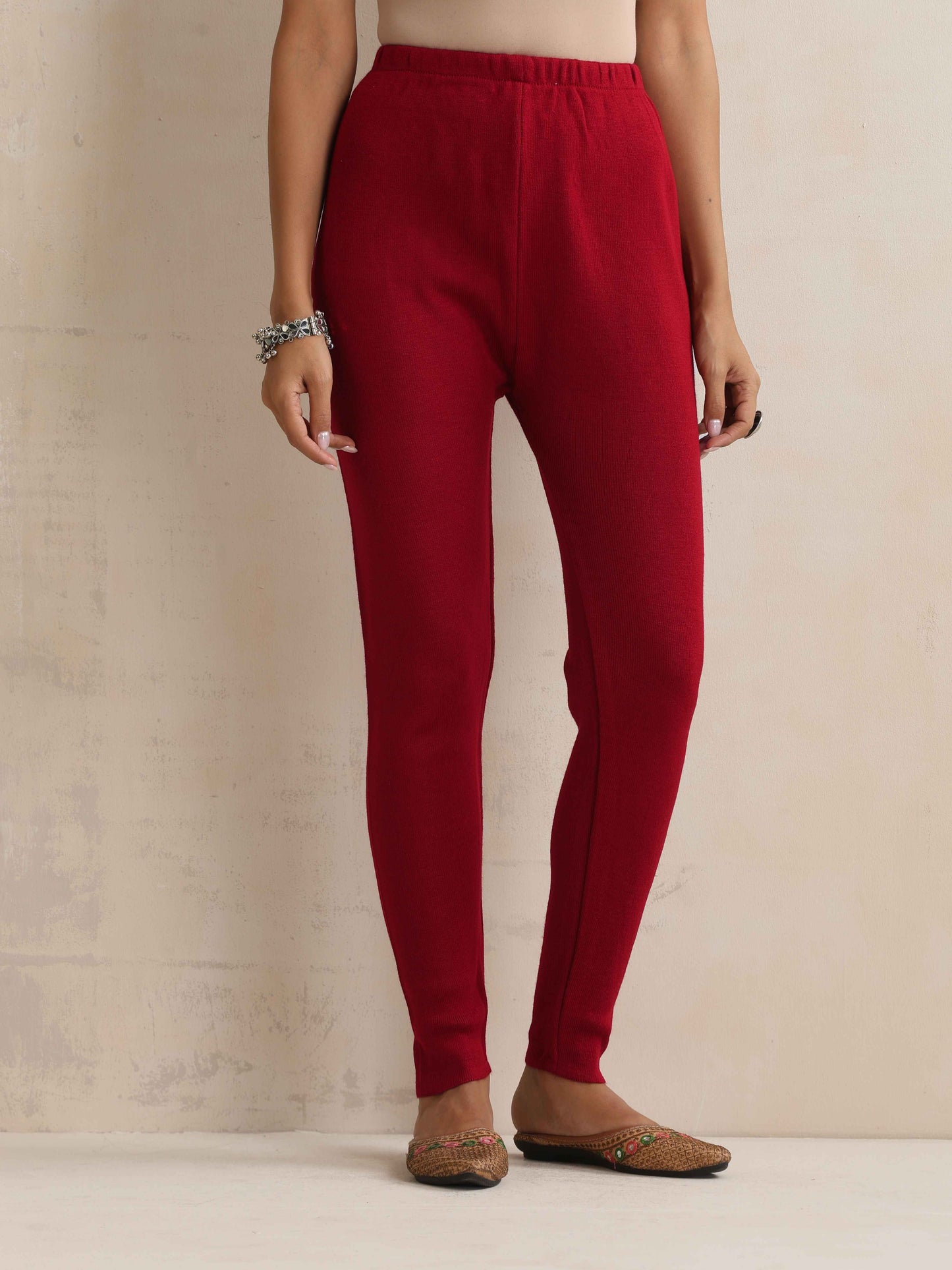 trueBrowns Maroon Woollen Leggings | Swadesiicart