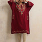 trueBrowns Maroon Kashmiri Floral Embroidered Woollen Phiran Kurta | Swadesiicart