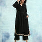 trueBrowns Black Velvet Lace Kurta | Swadesiicart