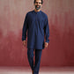 trueBrowns Men's Navy Cotton Mandarin Collar Kurta Co-ord set - Swadesiicart