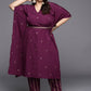 Ahalyaa Plus Size Floral Printed Kaftan Kurta with Trousers | Swadesiicart