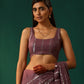trueBrowns Mauve Cotton Silver Lurex Scoop Neck Sleeveless Blouse | Swadesiicart