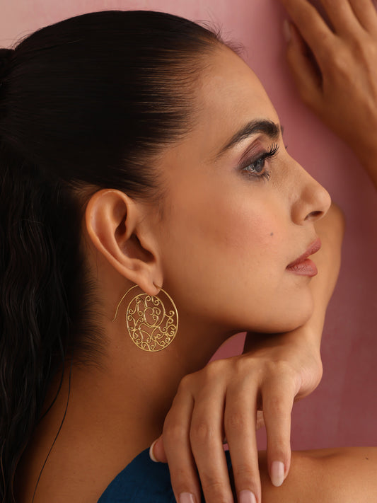 trueBrowns Brass Circular Swirl Earrings - Swadesiicart