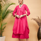 InWeave Women's Fuchsia Flared Kurta Palazzo Set - Swadesiicart