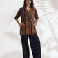 trueBrowns Black Cotton Print Jacket Top Co-ord Set - Swadesiicart