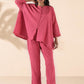 trueBrowns Pink Cotton Dobby Oversized Co-ord Set - Swadesiicart