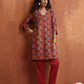 trueBrowns Rust Print Kurta Co-ord Set - Swadesiicart