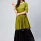 InWeave Women's Olive Short Anarkali Kurta - Swadesiicart