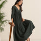 trueBrowns Charcoal Cotton Dobby Tiered Dress - Swadesiicart