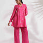 trueBrowns Pink Cotton Print Flared Top Co-ord Set - Swadesiicart