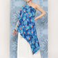 InWeave Women's Blue Pink Japanese Art Oneshoulder Top - Swadesiicart
