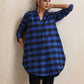 trueBrowns Blue Check Pleated Winter Top | Swadesiicart