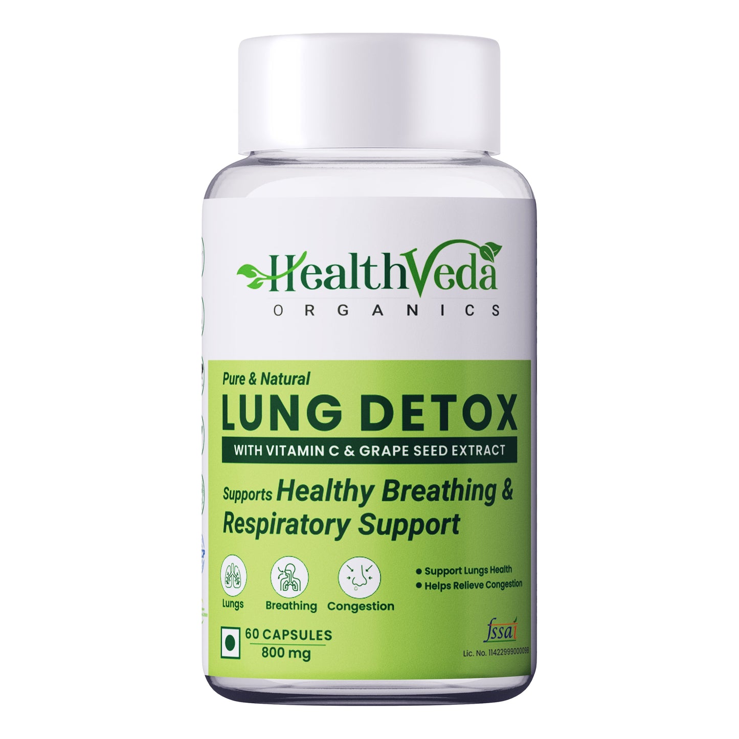 Health Veda Organics Lung Detox Veg Capsules - Swadesiicart