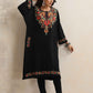 trueBrowns Black Kashmiri Floral Embroidered Woollen Phiran Kurta | Swadesiicart