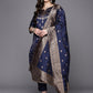 Ahalyaa Unstitched Navy Blue Dress Material | Swadesiicart