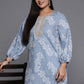 Ahalyaa Plus Size Floral Print Zari Ethnic Tunic with Palazzos | Swadesiicart