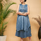 InWeave Women's Blue Lurex Short Pallazo Kurta Set - Swadesiicart