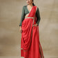 trueBrowns Red Bandhani Printed Silk Skirt Stitched Saree with Belt | Swadesiicart