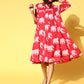 InWeave Red Elephant Flared Dress - Swadesiicart