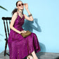 InWeave Women's Wine Gold Small Boota Long Dress - Swadesiicart