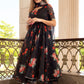 Pomcha Jaipur Red And Black Organza Anarkali Set | Swadesiicart