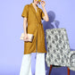 InWeave Women's Camel Brown Cream Naroow Pant Coord Set - Swadesiicart