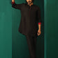 trueBrowns Men's Black Silk Co-ord Set Stitch Detail - Swadesiicart